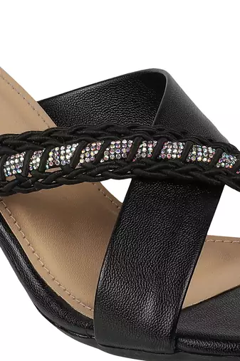 Lazera women   s block heel sandals with braided crystal strap