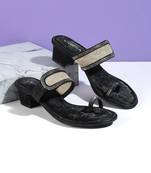 Lazera women’s antique gold block heel toe-ring sandals