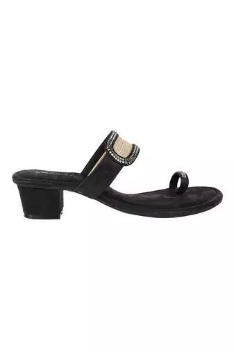 Lazera women   s antique gold block heel toe-ring sandals
