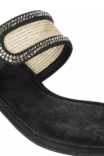 Lazera women   s antique gold block heel toe-ring sandals