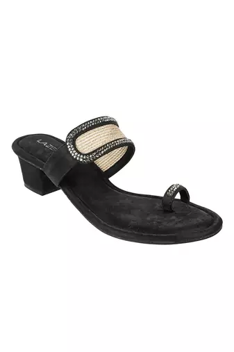 Lazera women   s antique gold block heel toe-ring sandals