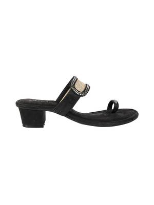 Lazera women   s antique gold block heel toe-ring sandals 2