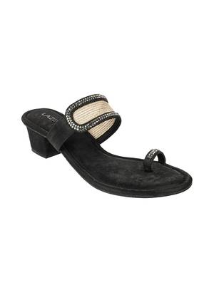 Lazera women   s antique gold block heel toe-ring sandals 5
