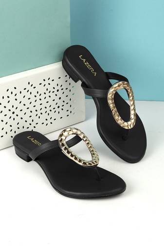 Lazera women’s metallic ring slip-on sandals