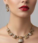 Traditional gold-plated geometric choker necklace earring set ethnic indian jewelry