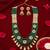 Traditional handcrafted green beaded gold-plated ethnic necklace set with jhumka earrings