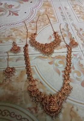 Antique gold plated temple lakshmi peacock bridal traditional south indian Necklace :: set 4