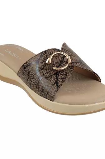 Soft printed strap comfort wedges for women (1655)