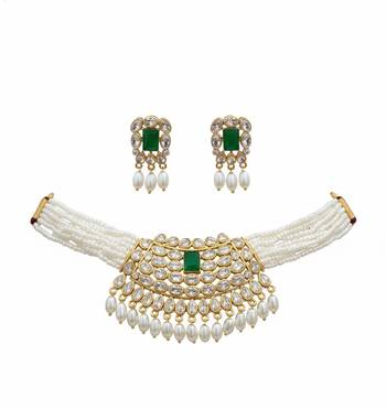 Traditional handcrafted kundan pearl choker Necklace :: set | gold-plated ethnic bridal jewelry 3