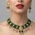 Stunning emerald green polki necklace earring set gold plated ethnic indian jewelry