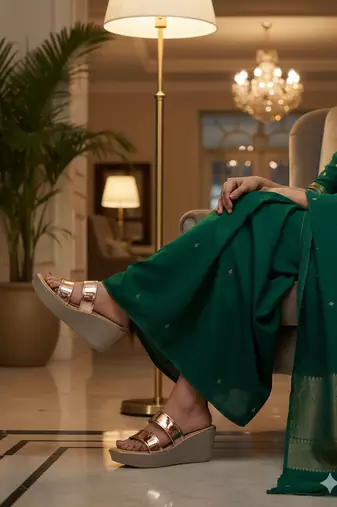 Lazera women’s metallic wedge sandals