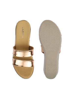 Lazera women   s metallic wedge sandals 4