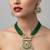 Green beaded kundan necklace earrings set | handcrafted gold plated ethnic jewelry set