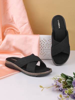 Women   s comfort cross-strap flat slides 3