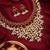 Gold plated ruby hued stone pearl choker necklace set | traditional indian wedding jewelry