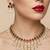 Gold plated ruby hued stone pearl choker necklace set | traditional indian wedding jewelry
