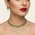 Gold plated emerald hued stone pearl choker necklace set | traditional indian wedding jewelry