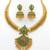 Handcrafted antique gold plated ethnic necklace set with emerald green stones & jhumkas -traditional indian wedding wear