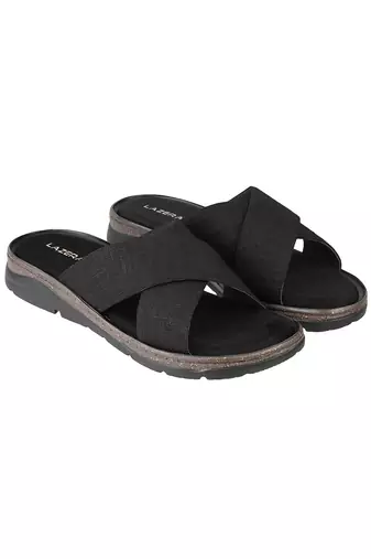 Women   s comfort cross-strap flat slides