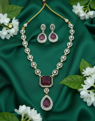 Handcrafted kundan Necklace :: set | gold plated ethnic bridal jewelry with maang tikka 2