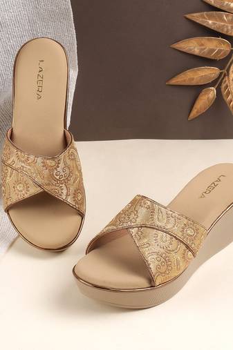 Women's ethnic brocade wedge sandals