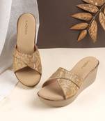 Women's ethnic brocade wedge sandals