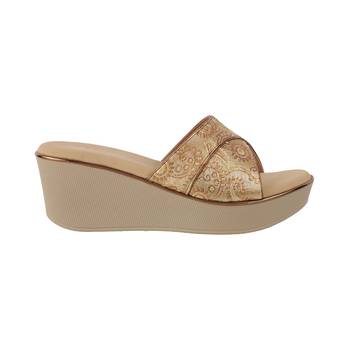Women's ethnic brocade wedge sandals 2