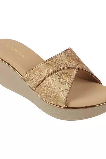 Women's ethnic brocade wedge sandals
