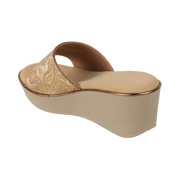 Women's ethnic brocade wedge sandals 5