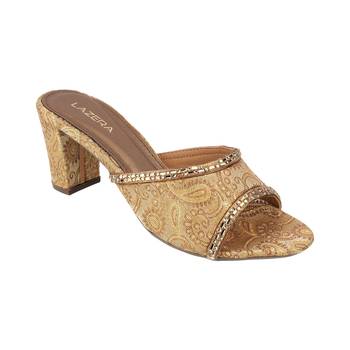Women's brocade block heel slip-on sandals 3