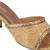 Women's brocade block heel slip-on sandals