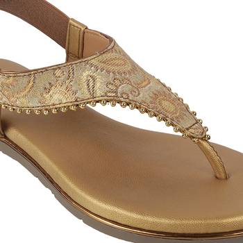 Women's ethnic brocade thong sandals with slingback 4