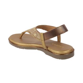 Women's ethnic brocade thong sandals with slingback 5