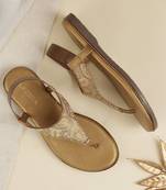 Women's ethnic brocade thong sandals with slingback