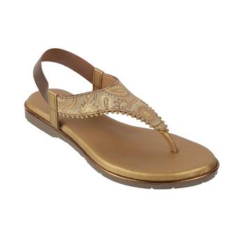 Women's ethnic brocade thong sandals with slingback 3