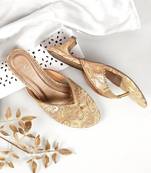 Festive brocade toe ring kitten heels