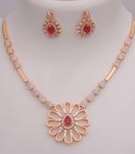 Rose gold american diamond necklace set | elegant cz crystal wedding & party wear jewellery | designer gift for her