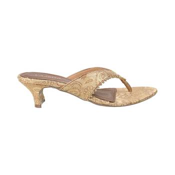 Festive brocade toe ring kitten heels 2
