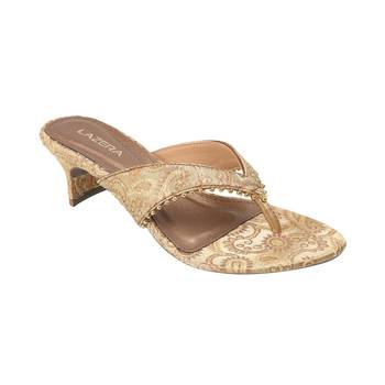 Festive brocade toe ring kitten heels 3