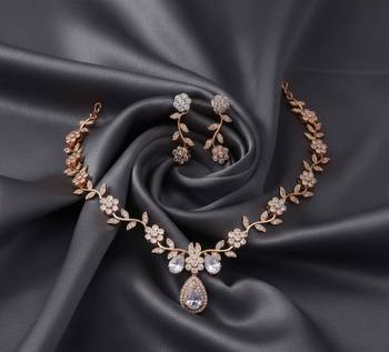Rose gold american diamond Necklace :: set | elegant cz crystal wedding & party wear jewellery | designer gift for her 2