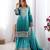 sky blue chinon silk coding dori sequins work palazzo set with dupatta