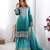 sky blue chinon silk coding dori sequins work palazzo set with dupatta