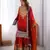red chinon silk coding dori sequins work palazzo set with dupatta