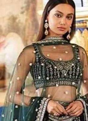 Ornate Teal Sequin Lehenga Set 2