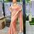 Peach Color Sequance And Dori Embroidery Work Banarsi Crush Twill Saree