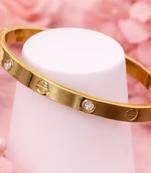 Stainless steel diamond gold-plated kada