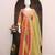 orange & mustard printed muslin anarkali suit with sequin work