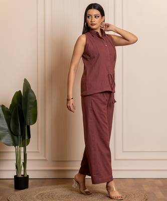 Brown woven cotton co ord set 1