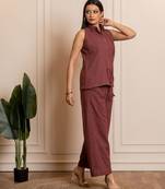 Brown woven cotton co ord set