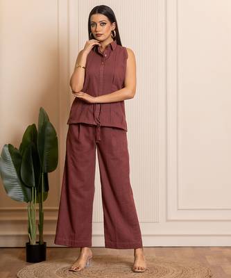 Brown woven cotton co ord set 3
